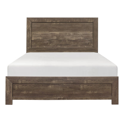 Rustic Brown Finish 1pc Queen Size Bed Panel Headboard Footboard Wooden Bedroom Furniture