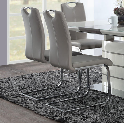 Ultra-Modern Off White Metal & Wood Dining Set with Storage Leaf and Chairs
