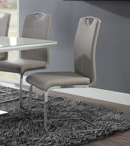 Ultra-Modern Off White Metal & Wood Dining Set with Storage Leaf and Chairs