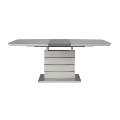 Ultra-Modern Off White Metal & Wood Dining Set with Storage Leaf and Chairs