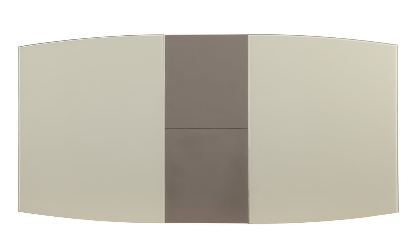 Ultra-Modern Off White Metal & Wood Dining Set with Storage Leaf and Chairs