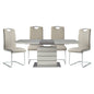 Modern Sleek Design 5pc Dining Set Table with Self-Storing Leaf and 4x Side Chairs Metal Frame Contemporary Dining Room Furniture