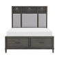 Gray Queen Platform Bed w Storage Drawers Upholstered Headboard USB Ports LED Lights Bedroom Furniture Transitional Style