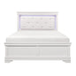 Traditional Design White Finish 1pc Queen Size Bed Button-Tufted Upholstered LED Headboard Faux Alligator Embossed Panels