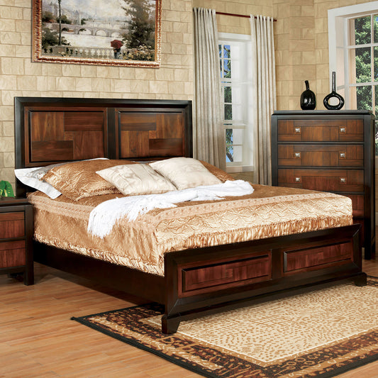 Walnut Solid Wood Queen Bed Frame for Modern Bedroom