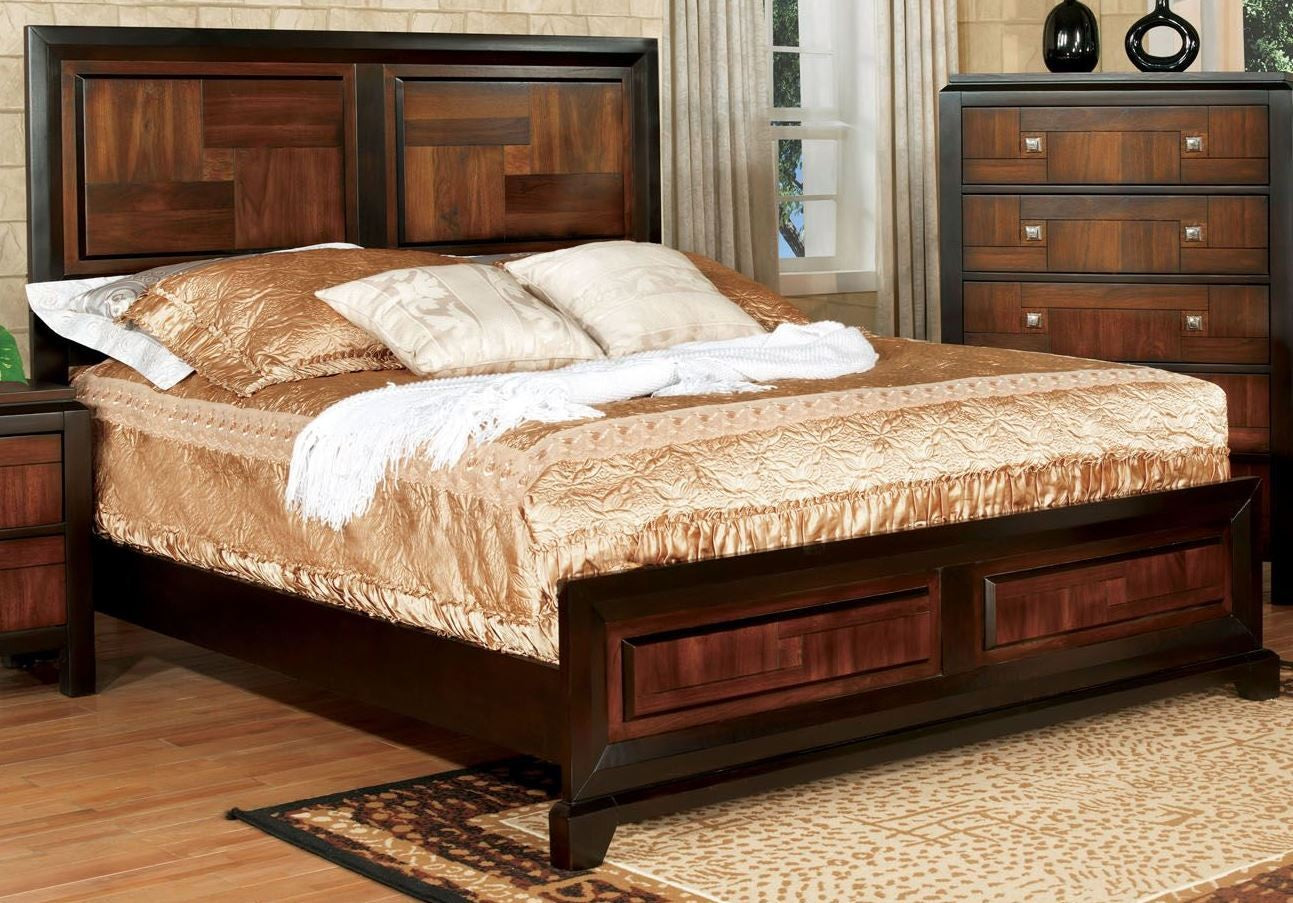 Walnut Solid Wood Queen Bed Frame for Modern Bedroom