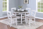 Counter Height Dining Table w Storage Shelve 4x Chairs Padded Seat Unique Design Back 5pc Dining Set White Color