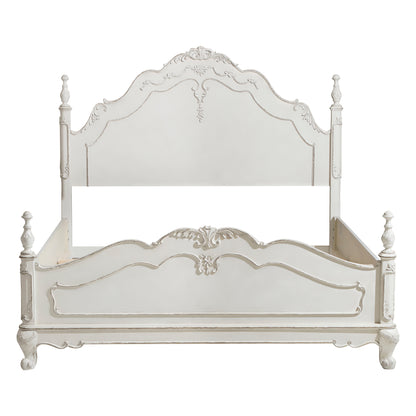 Victorian Style Antique White Full Bed - Classic Bedroom Furniture