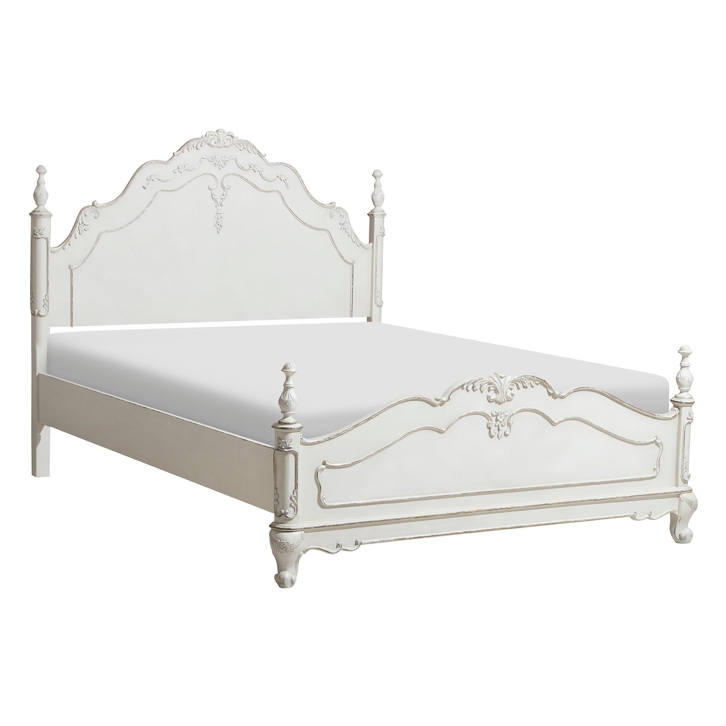 Victorian Style Antique White Full Bed - Classic Bedroom Furniture