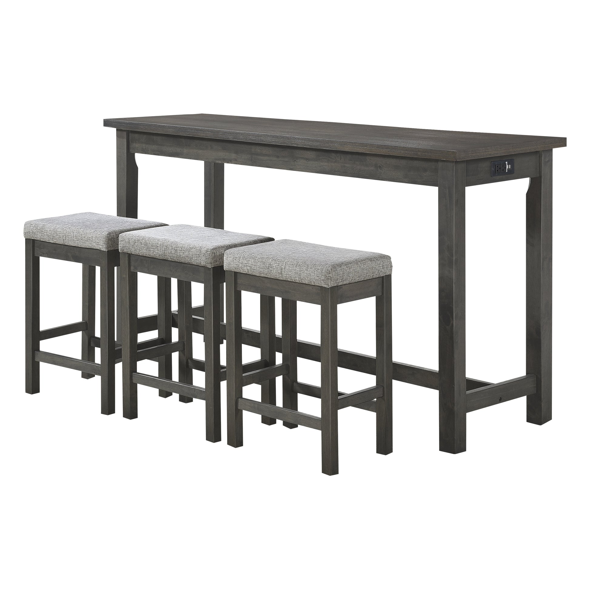 Gray Rectangular Counter Height Dining Table with 3 Stools