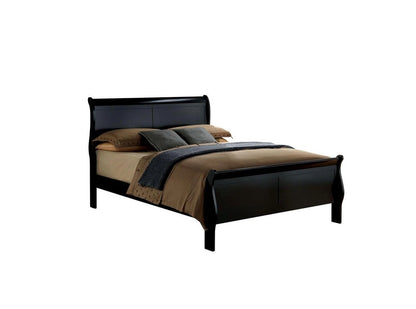 Queen Size Black Sleigh Bed - Contemporary Style