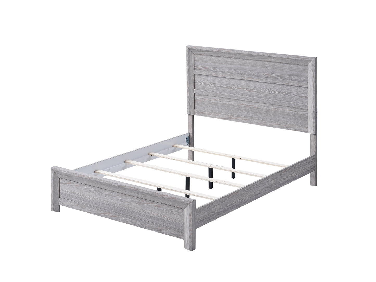 Gray Wood Queen Panel Bed - Rustic Headboard