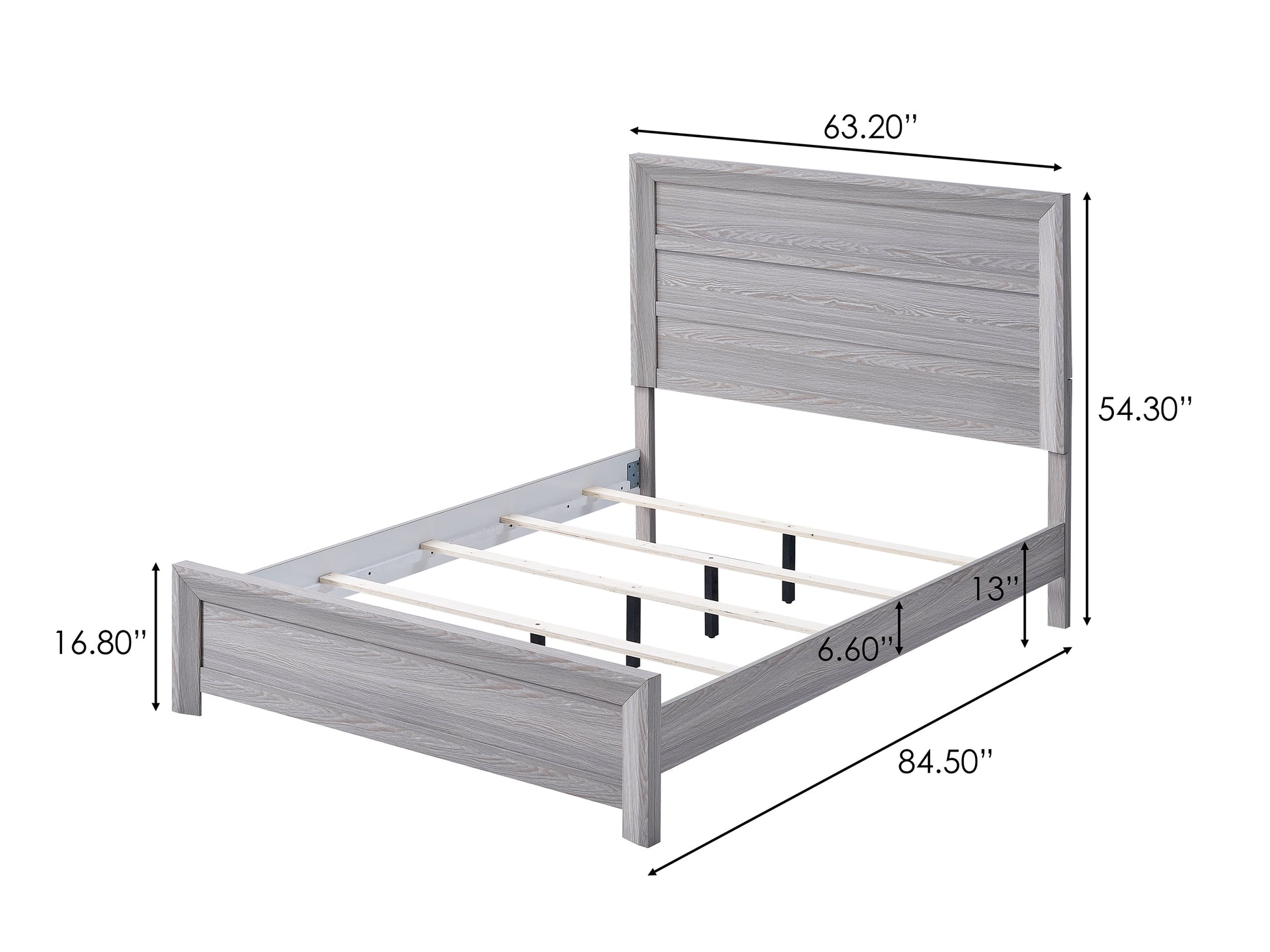 Gray Wood Queen Panel Bed - Rustic Headboard