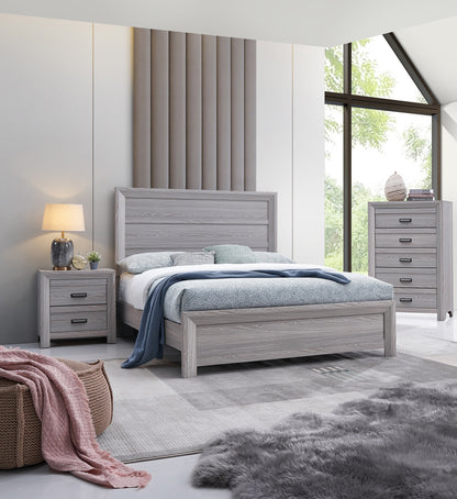 Gray Wood Queen Panel Bed - Rustic Headboard