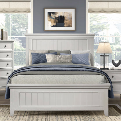 Farmhouse Style Queen Size Panel Bed 1pc Classic White Finish Modern Bedroom Wooden Furniture