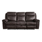 Dark Brown 1pc Double Reclining Sofa w/ Drop Down Cup Holders, Power Outlets USB Ports Hidden Drawer Faux Leather Upholstery Comfortable Sofa Living Room Furniture