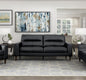 Modern Living Room Furniture Black Top Grain Leather Sofa 1pc Cushion Seat and Back Solid Wood Frame