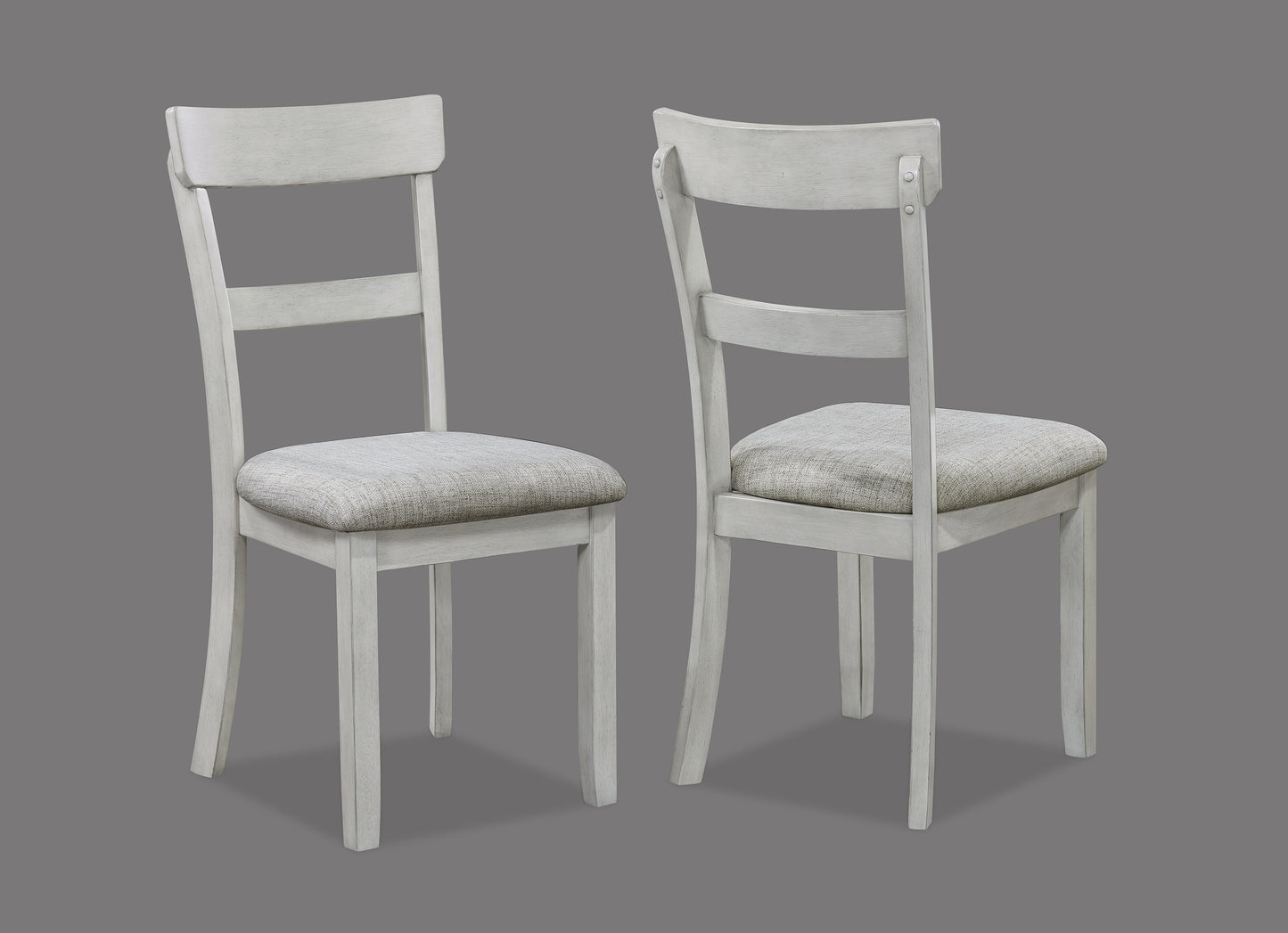 Rustic Farmhouse Dining Set - Gray & White Rectangular Table with Ladder Back Chairs