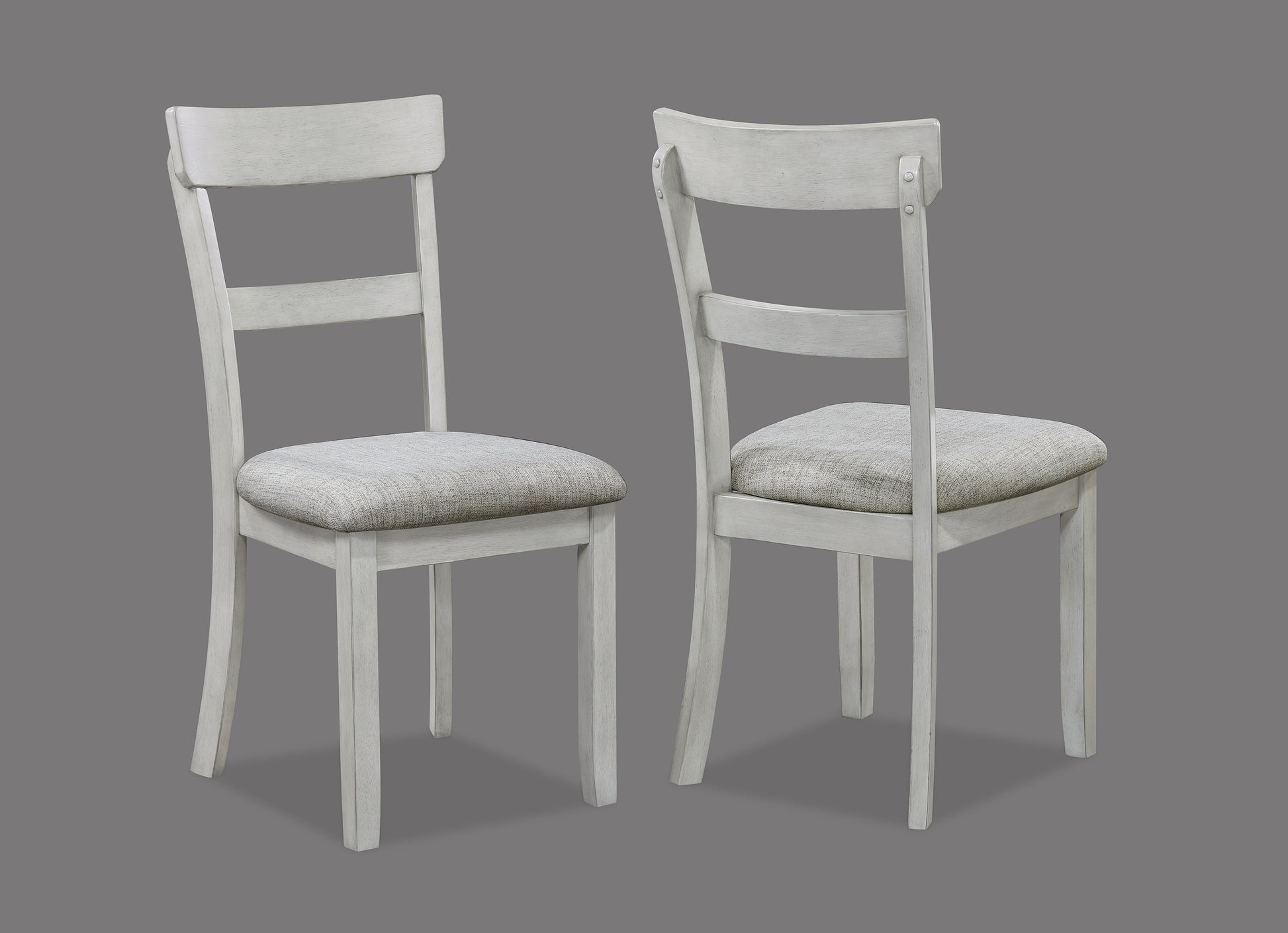 Rustic Farmhouse Dining Set - Gray & White Rectangular Table with Ladder Back Chairs