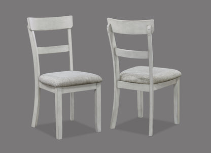 Rustic Farmhouse Dining Set - Gray & White Rectangular Table with Ladder Back Chairs