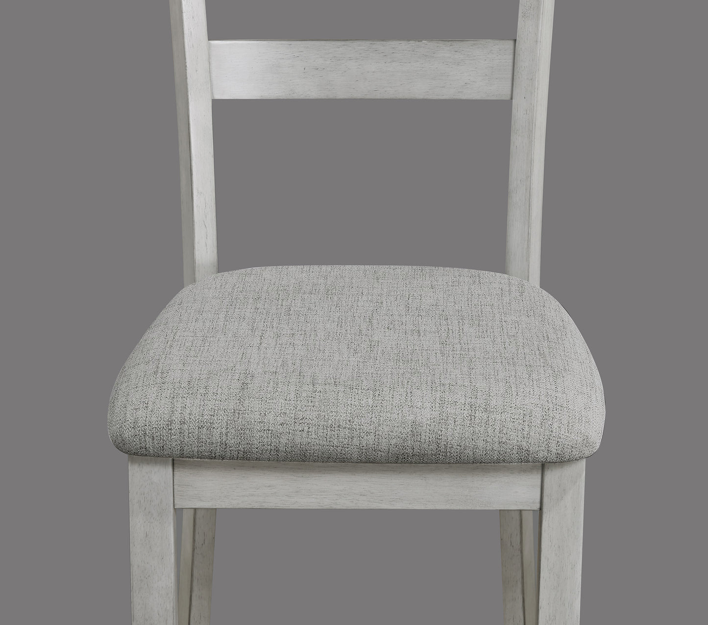 Rustic Farmhouse Dining Set - Gray & White Rectangular Table with Ladder Back Chairs