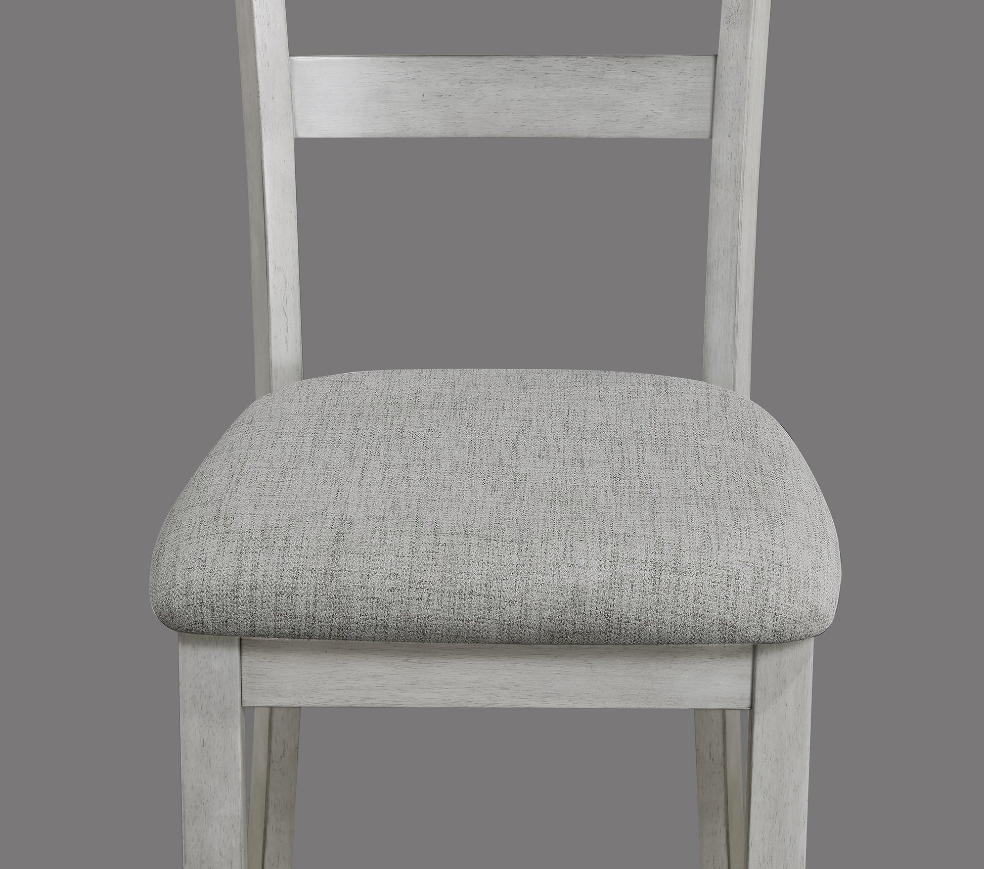 Rustic Farmhouse Dining Set - Gray & White Rectangular Table with Ladder Back Chairs