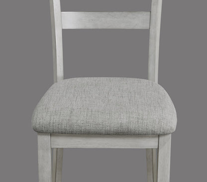 Rustic Farmhouse Dining Set - Gray & White Rectangular Table with Ladder Back Chairs
