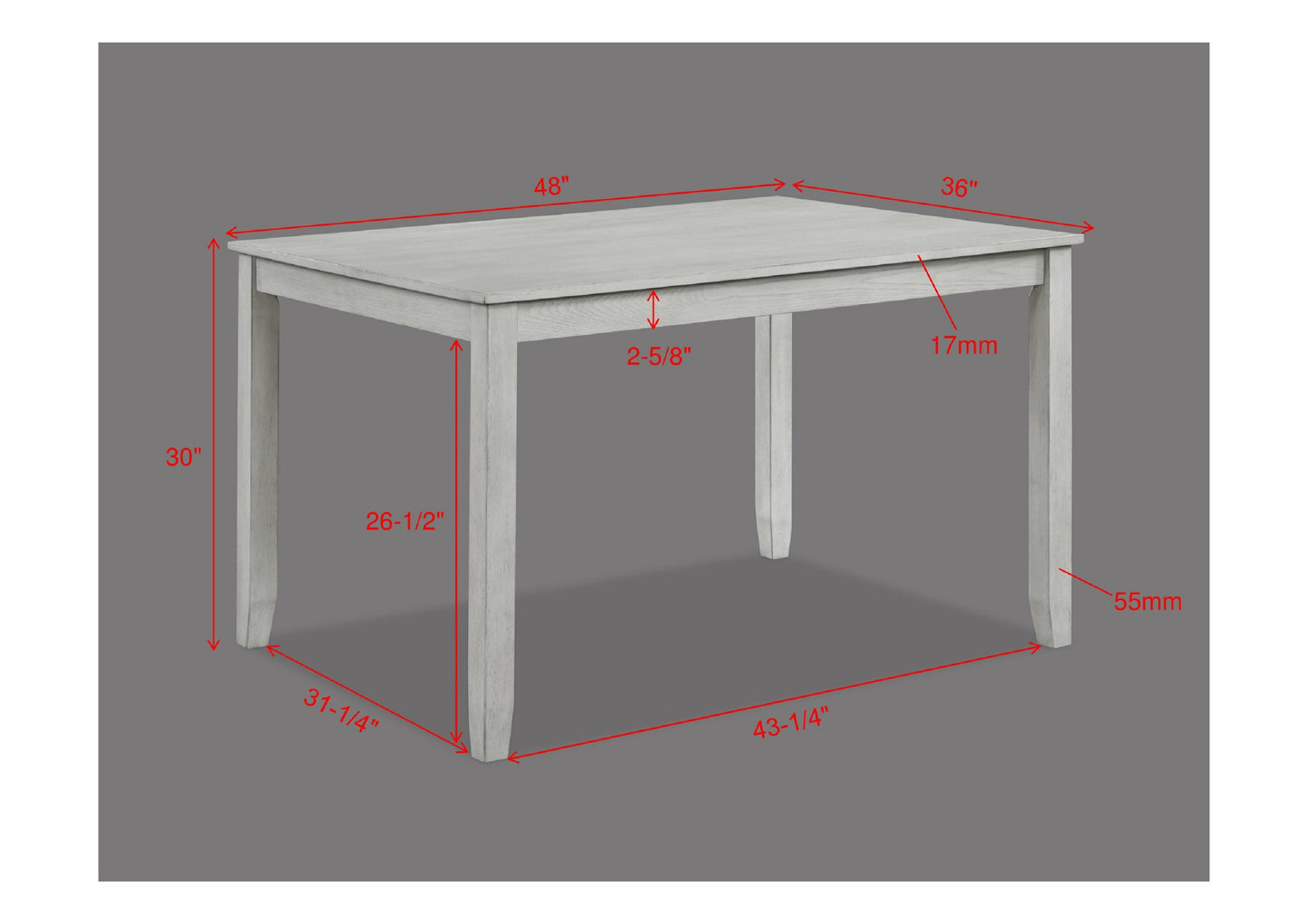 Rustic Farmhouse Dining Set - Gray & White Rectangular Table with Ladder Back Chairs