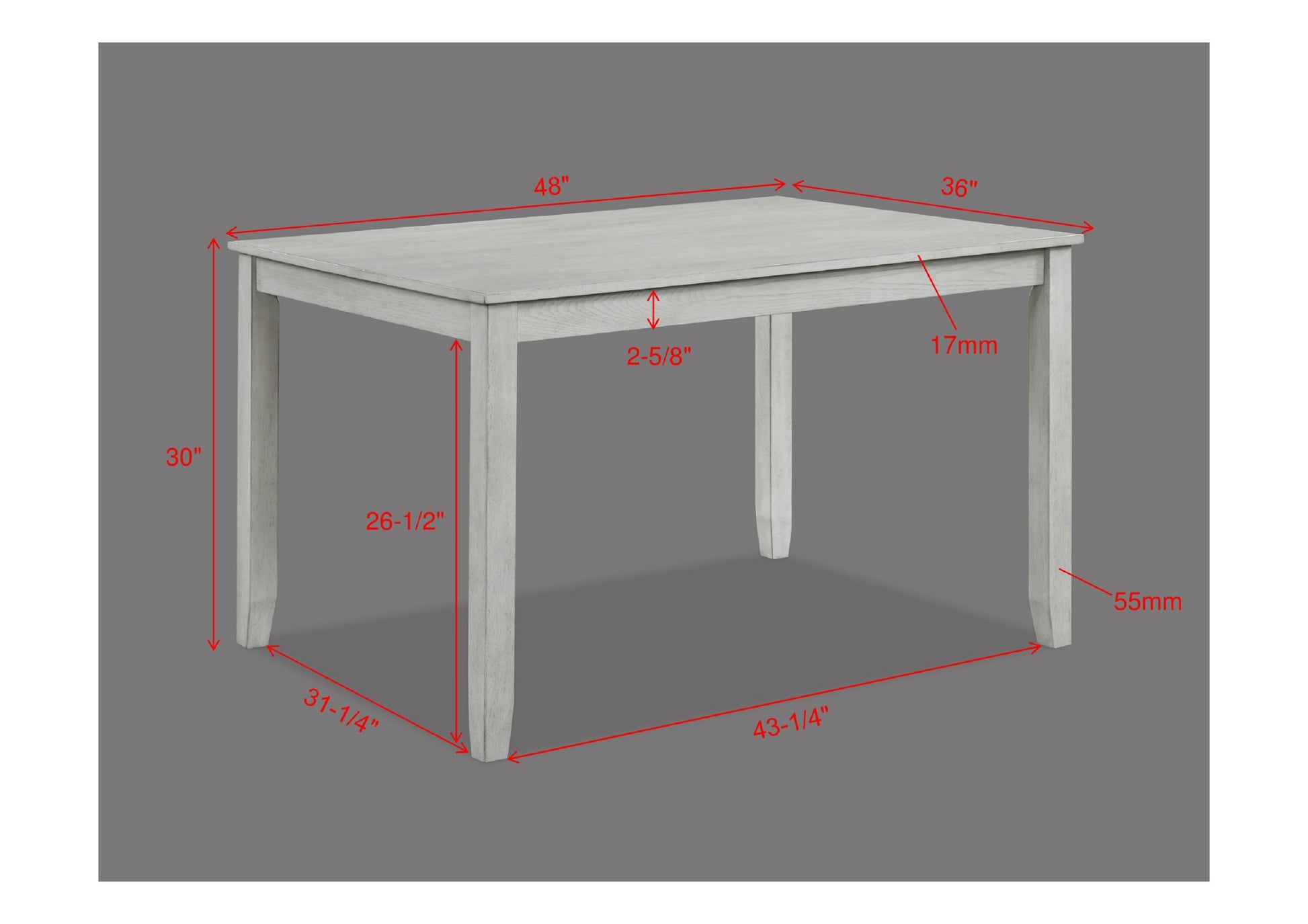Rustic Farmhouse Dining Set - Gray & White Rectangular Table with Ladder Back Chairs