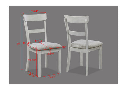 Rustic Farmhouse Dining Set - Gray & White Rectangular Table with Ladder Back Chairs
