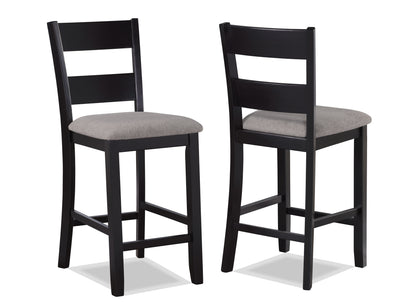 Farmhouse Counter Height Dining Set with Wood Top and Ladder Back Chairs