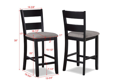 Farmhouse Counter Height Dining Set with Wood Top and Ladder Back Chairs