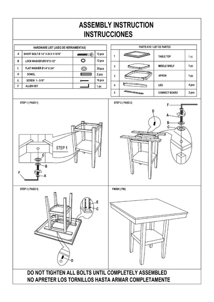 Farmhouse Counter Height Dining Set with Wood Top and Ladder Back Chairs