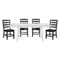Modern Contemporary Black White 5pc Dining Set Table and 4 Side Chairs Set Wooden Kitchen Dining Furniture Casual Style