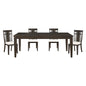 Dark Brown Finish 5pc Dining Set Expandable Table and 4x Side Chairs Beige Fabric Upholstered Seat Classic Look Dining Wooden Furniture