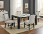 5pc Dining Set Contemporary Style White Faux Marble Rectangular Table Full Back Upholstered Chairs Light Gray Black Finish Dining Room Wooden Furniture