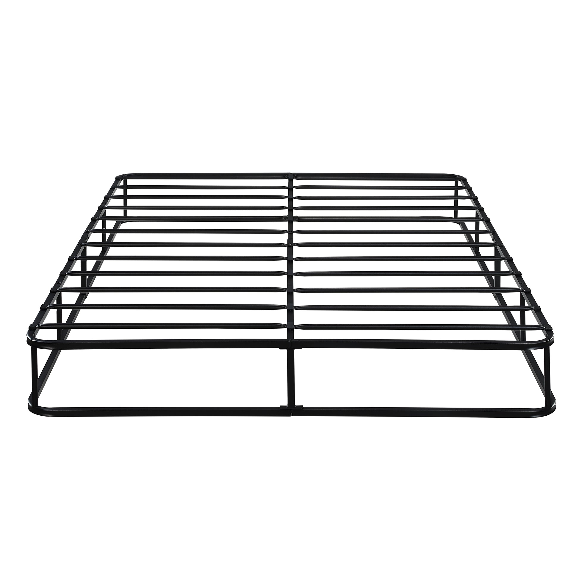 Full Mattress Foundation 1pc Black Metal Frame with Textured Fabric Cover