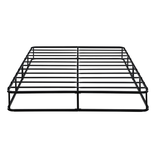 Full Mattress Foundation 1pc Black Metal Frame with Textured Fabric Cover