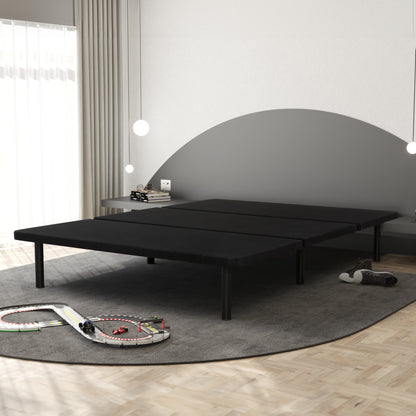 Upholstered Queen Size Platform Bed Frame for Bedrooms, Guest Rooms, Apartments, Dorms, Space Saving, Black