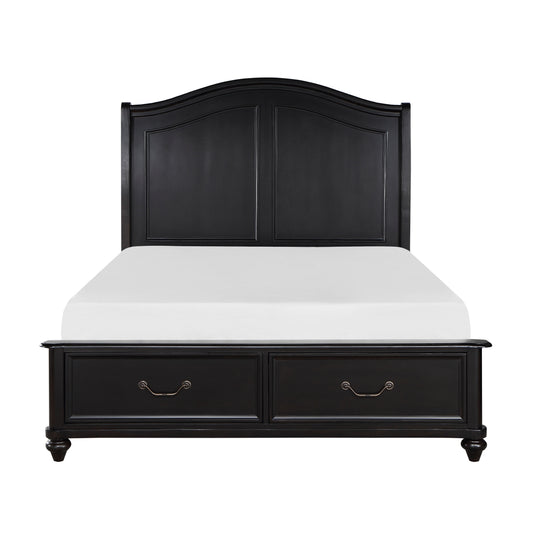 Charcoal Brown Finish Traditional Bedroom Furniture 1pc Queen Platform Bed with Storage Drawers Classic Design