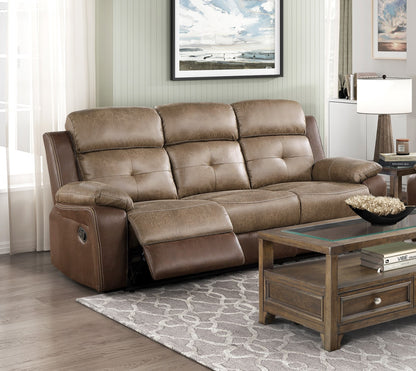 Plush Comfort Motion Sofa Brown Microfiber Upholstered Solid Wood Frame Living Room Furniture 1pc Dual Reclining Sofa Plush Arms