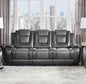 Modern Luxury Sofa Dual Reclining with Center Drop-Down Cup Holders 1pc Formal Living Room Furniture Premium Faux Leather Upholstery Comfortable Two-Tone Gray Finish