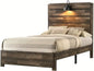 1pc Rustic Style Butcher Block Finish Weathered Brown Finish Full Size Bed w/ Lamp Wooden Bedroom Furniture