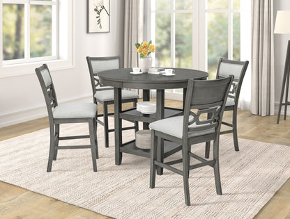 Counter Height Dining 5Pc Pub Height Dining Round Table Set Lower Storage Shelves Dining Room Set Wooden