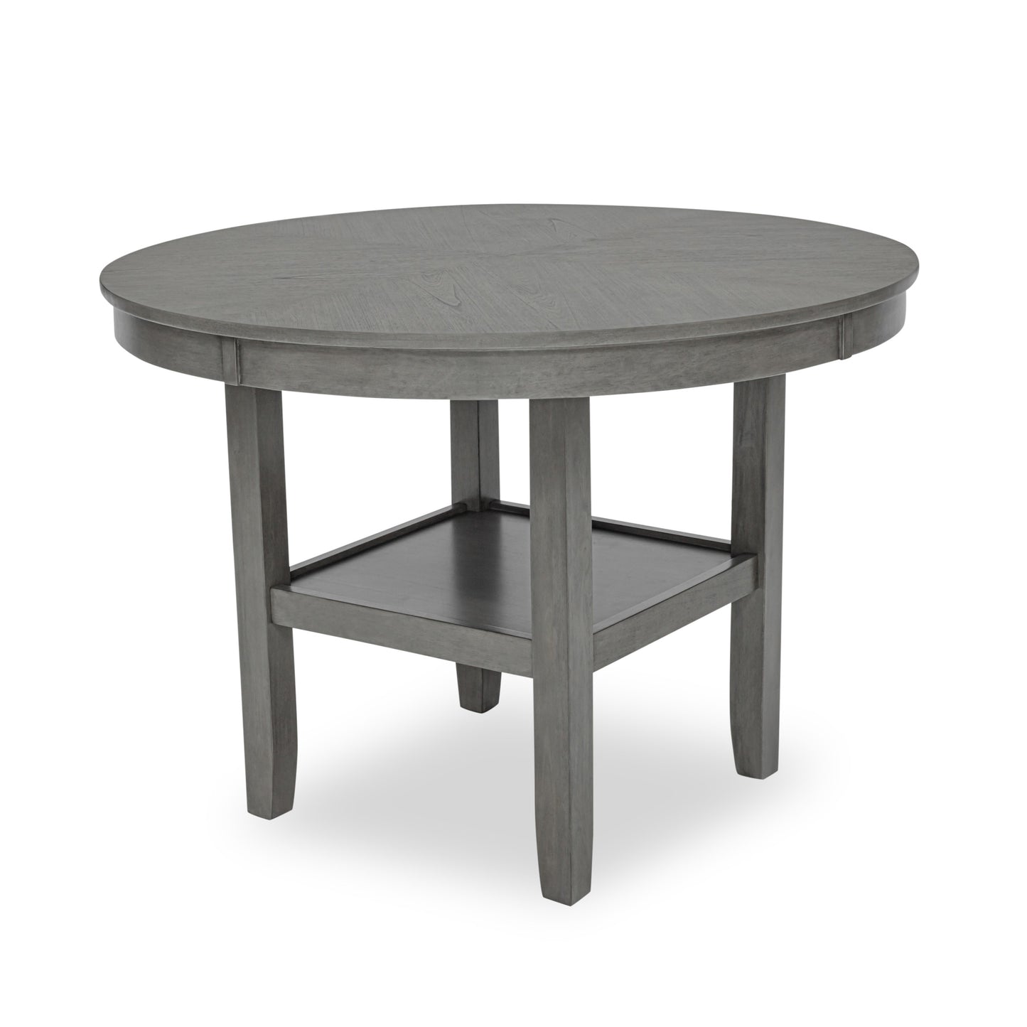 Round 5-Piece Dining Table Set - Gray Rubberwood with Storage
