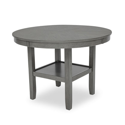 Round 5-Piece Dining Table Set - Gray Rubberwood with Storage