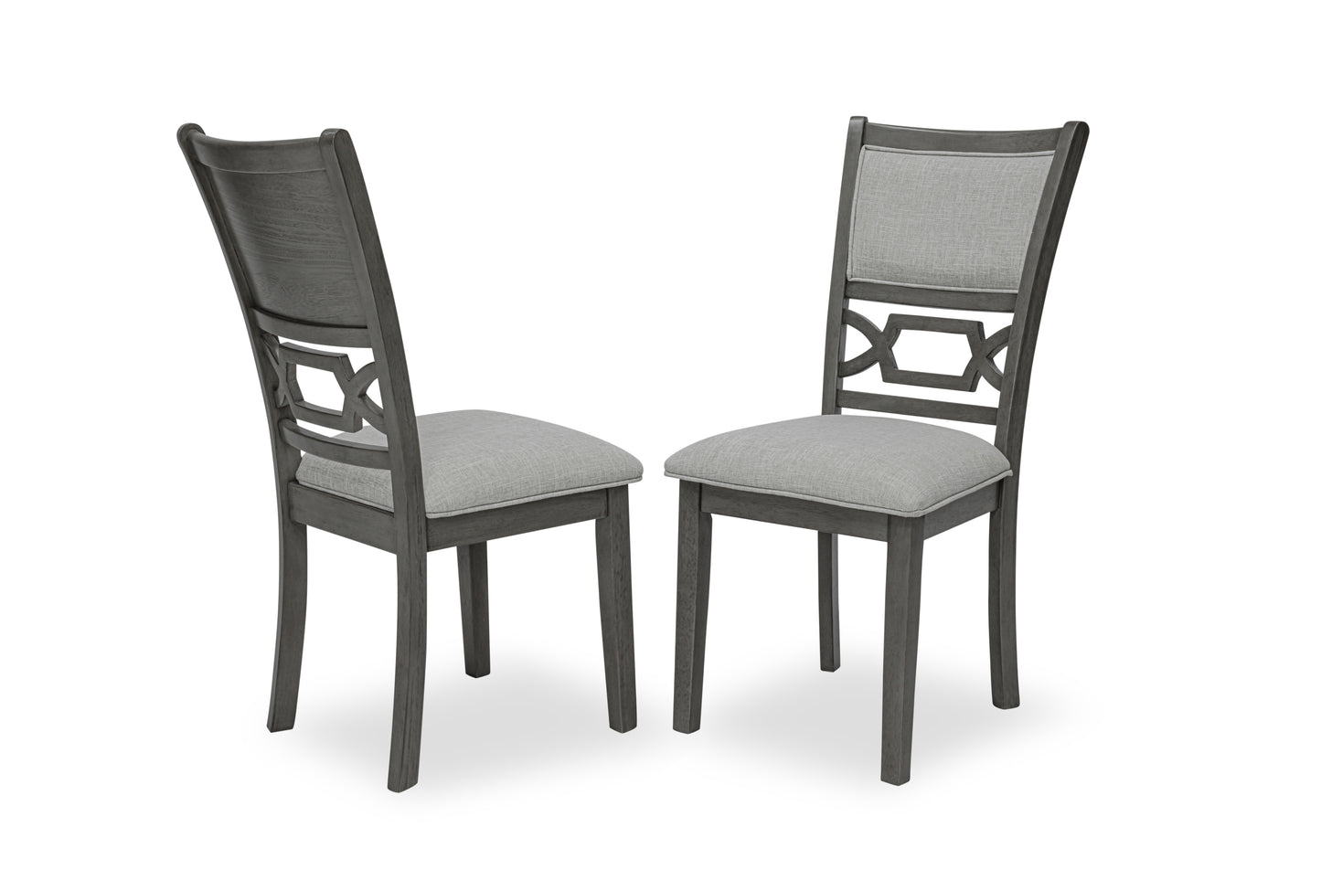 Round 5-Piece Dining Table Set - Gray Rubberwood with Storage