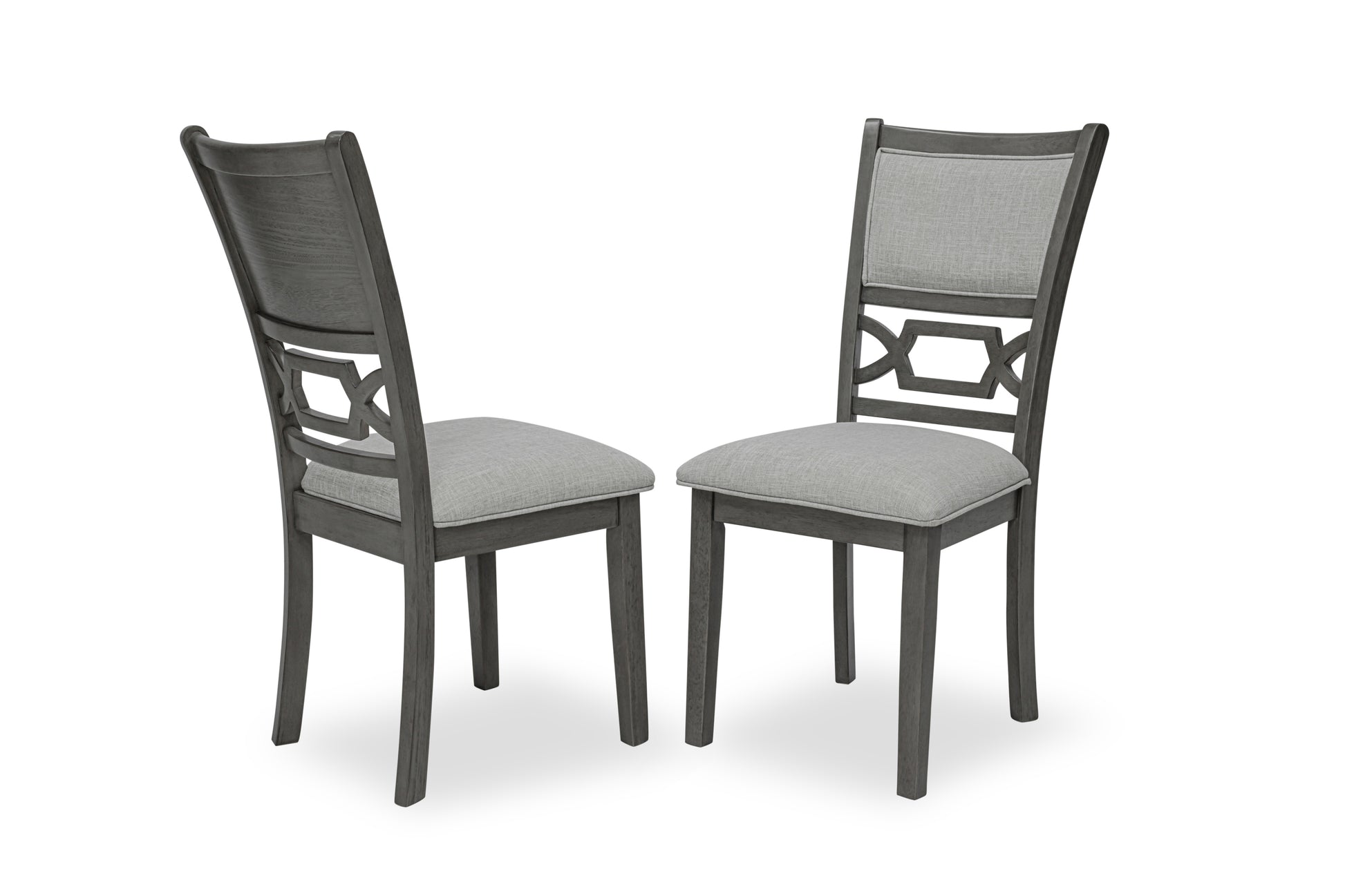 Round 5-Piece Dining Table Set - Gray Rubberwood with Storage