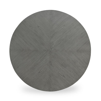Round 5-Piece Dining Table Set - Gray Rubberwood with Storage
