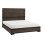 Two-Tone Brown Black Finish LED Headboard Queen Bed 1pc Modern Industrial Design Bedroom Furniture